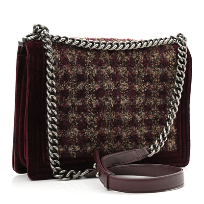 Chanel Velvet Tweed Large Boy Flap Burgundy 3 of 12