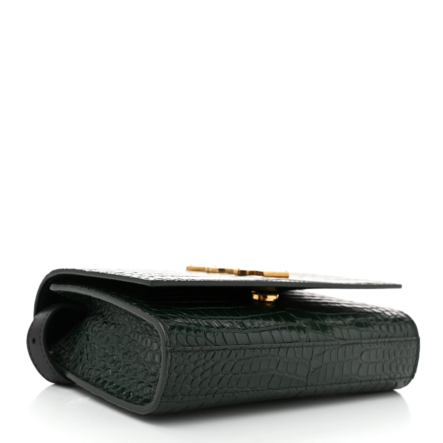 Calfskin Crocodile Embossed Monogram Kate Belt Bag  Dark Mint