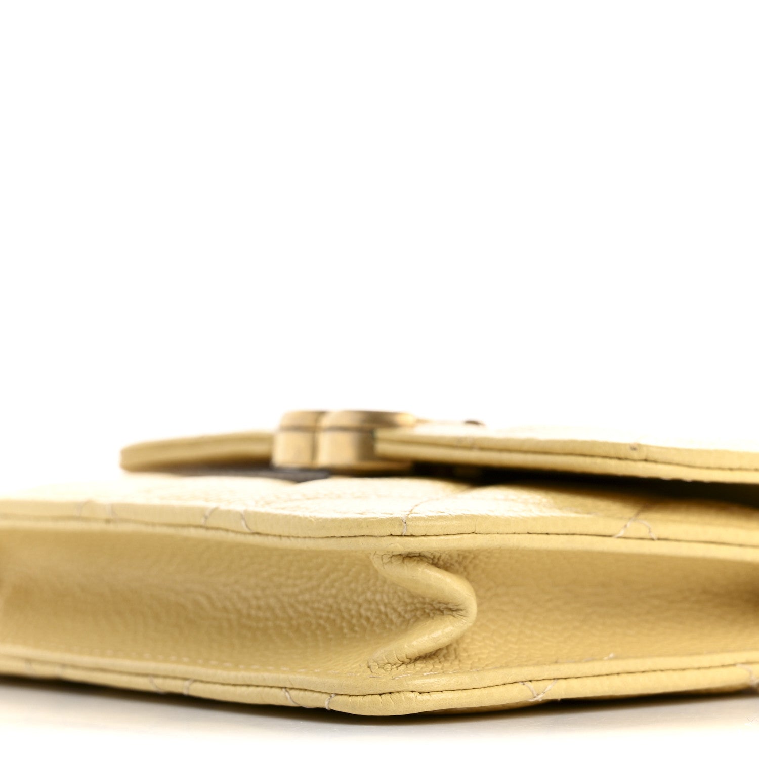 Chanel Shiny Caviar Quilted Chain Melody Card Holder On Chain Yellow 11 of 16