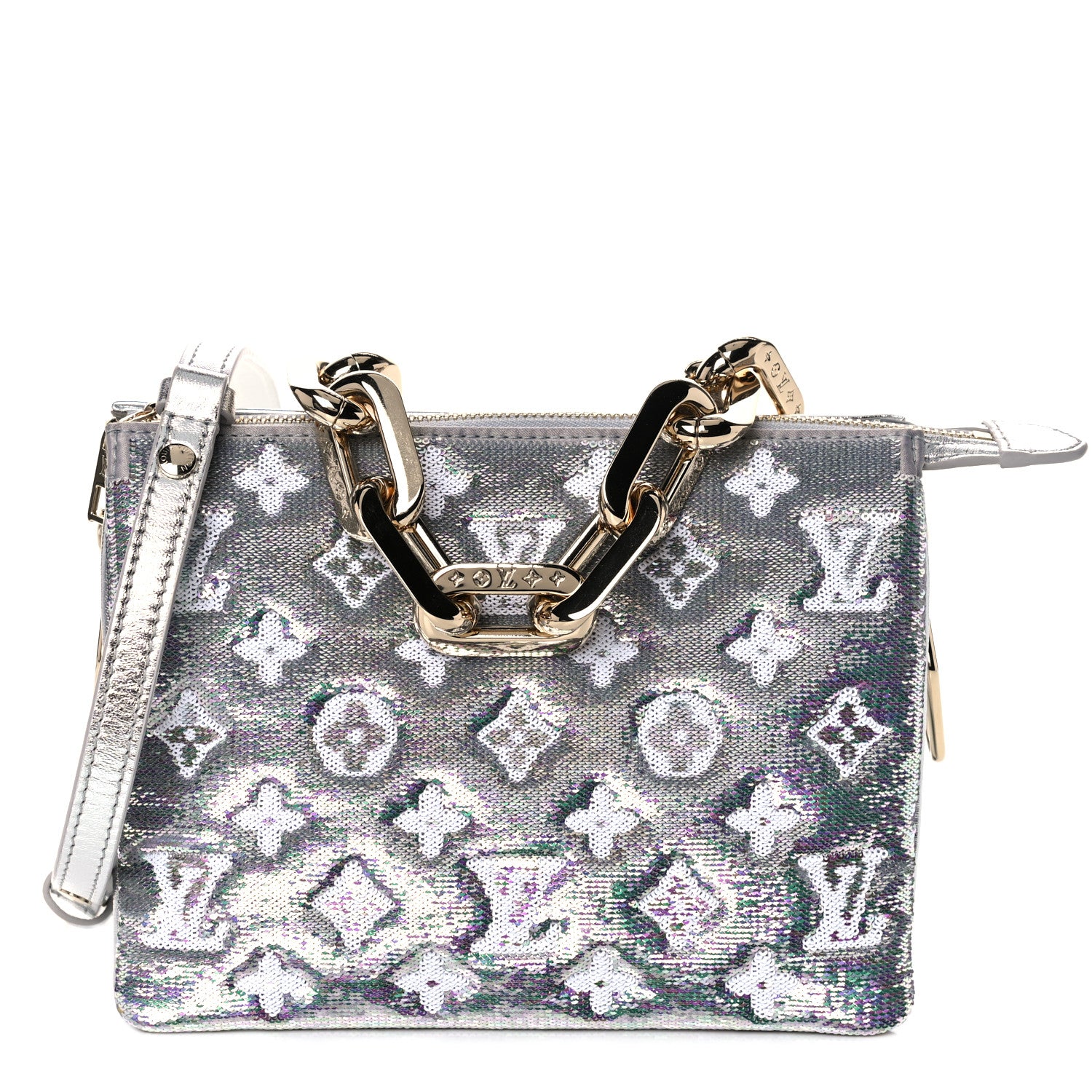 Louis Vuitton Satin Sequin Embroidered Monogram Coussin BB Silver 1 of 10