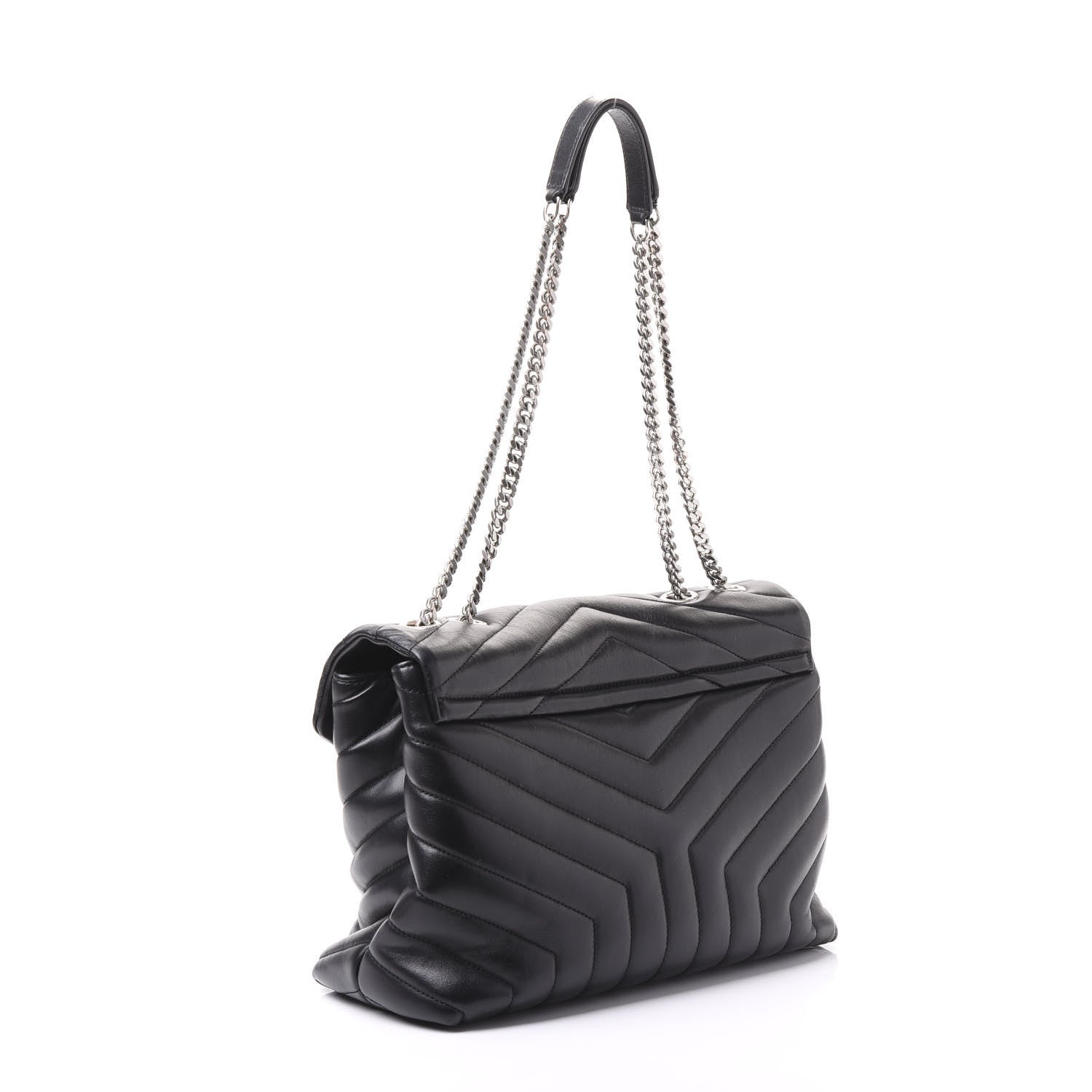 Saint Laurent Calfskin Y Quilted Monogram Medium Loulou Chain Satchel Black 2 of 8