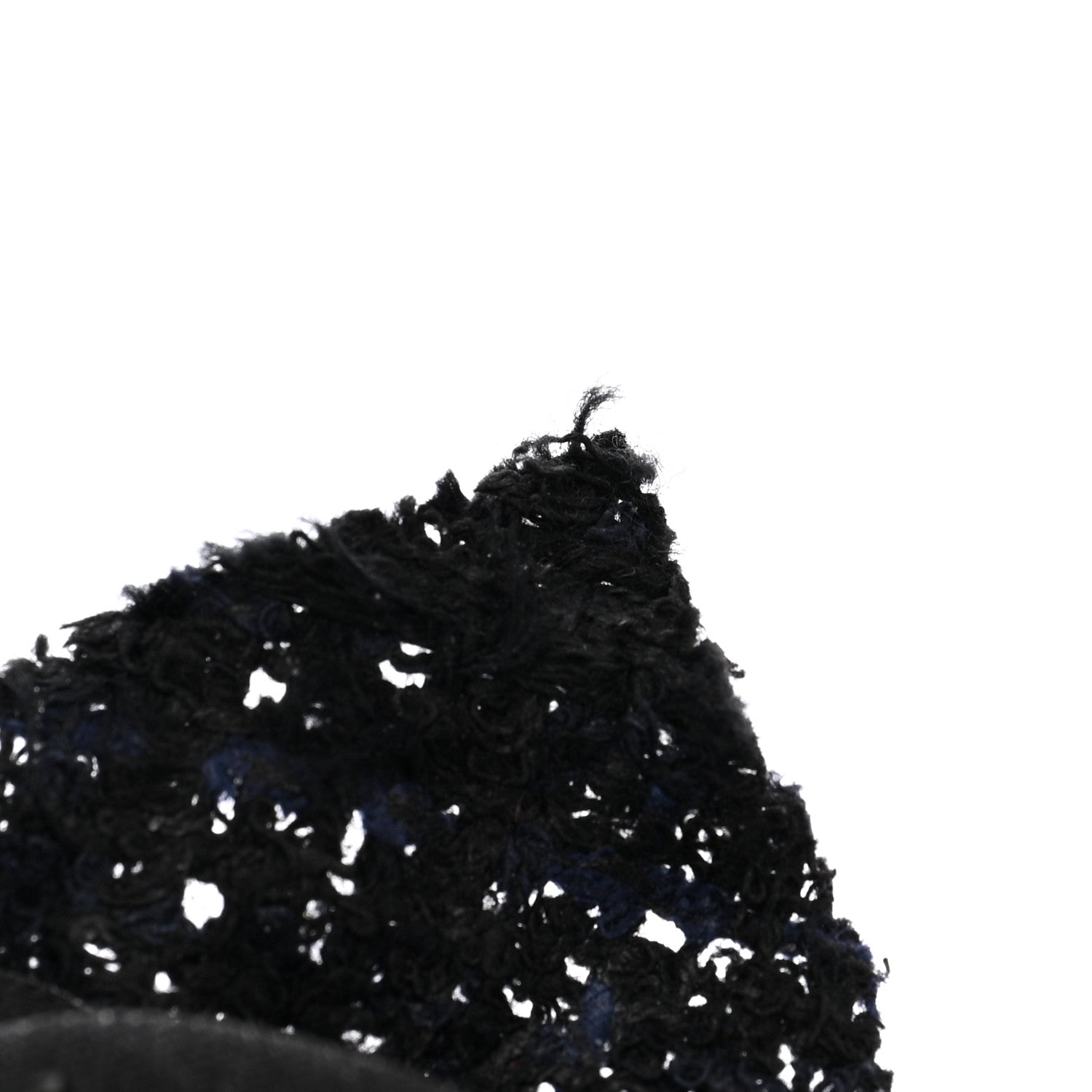Chanel Tweed Fabric Camellia Pin Brooch Navy Black 3 of 3