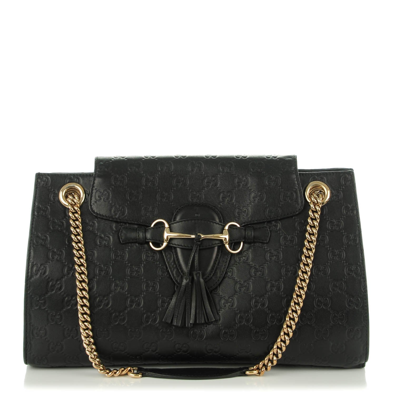 Gucci Guccissima Large Emily Chain Shoulder Bag Black 1 of 7