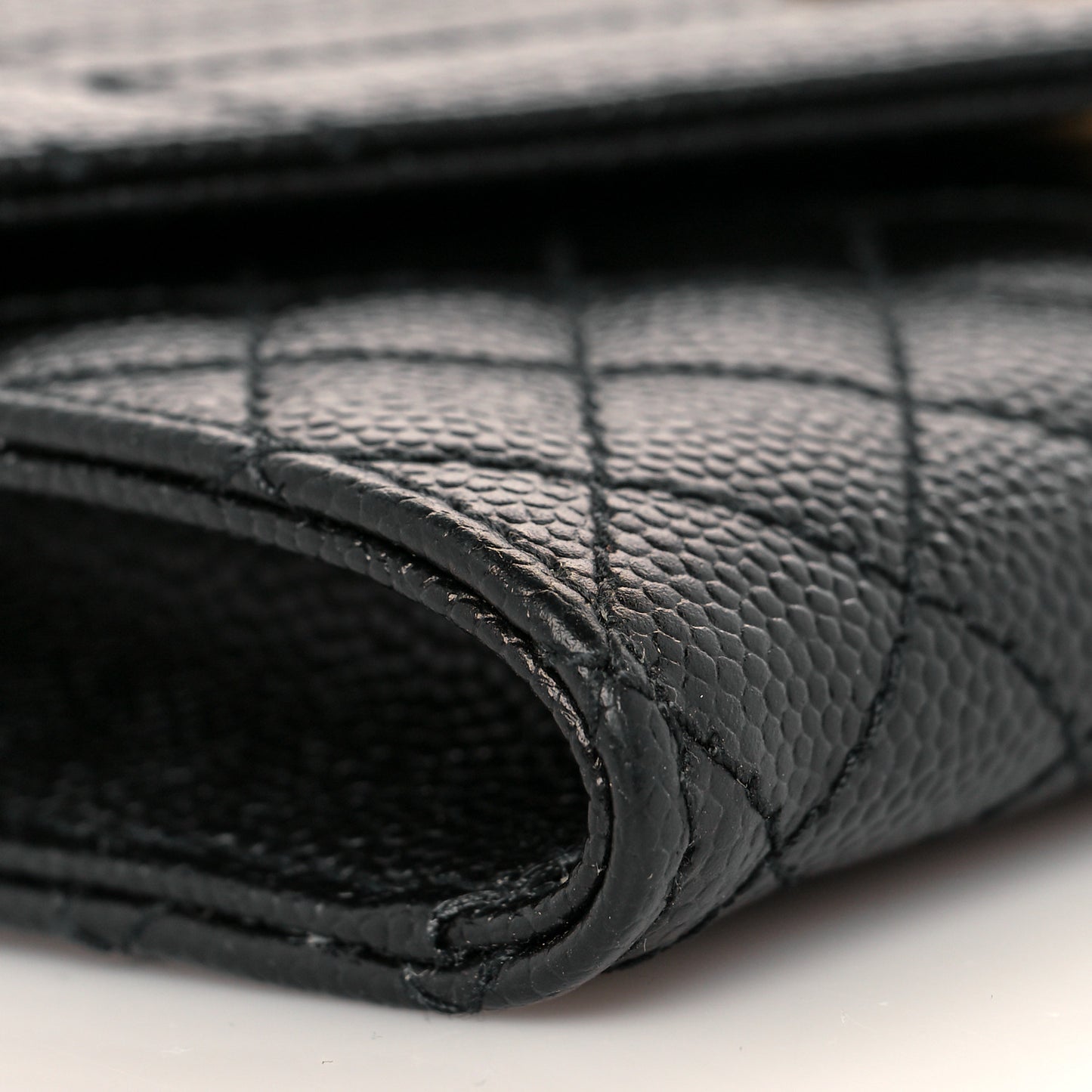 Grain De Poudre Textured Mixed Matelasse Triquilt Small Monogram Envelope Wallet Black
