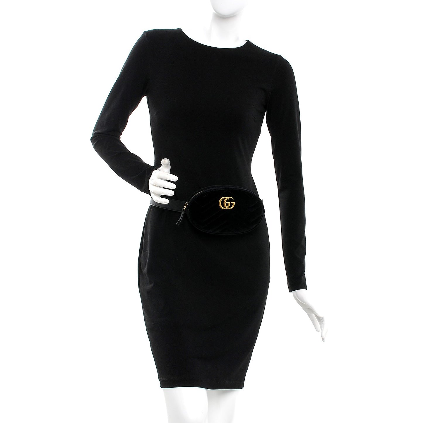 Velvet Matelasse GG Marmont Belt Bag 75 30 Black