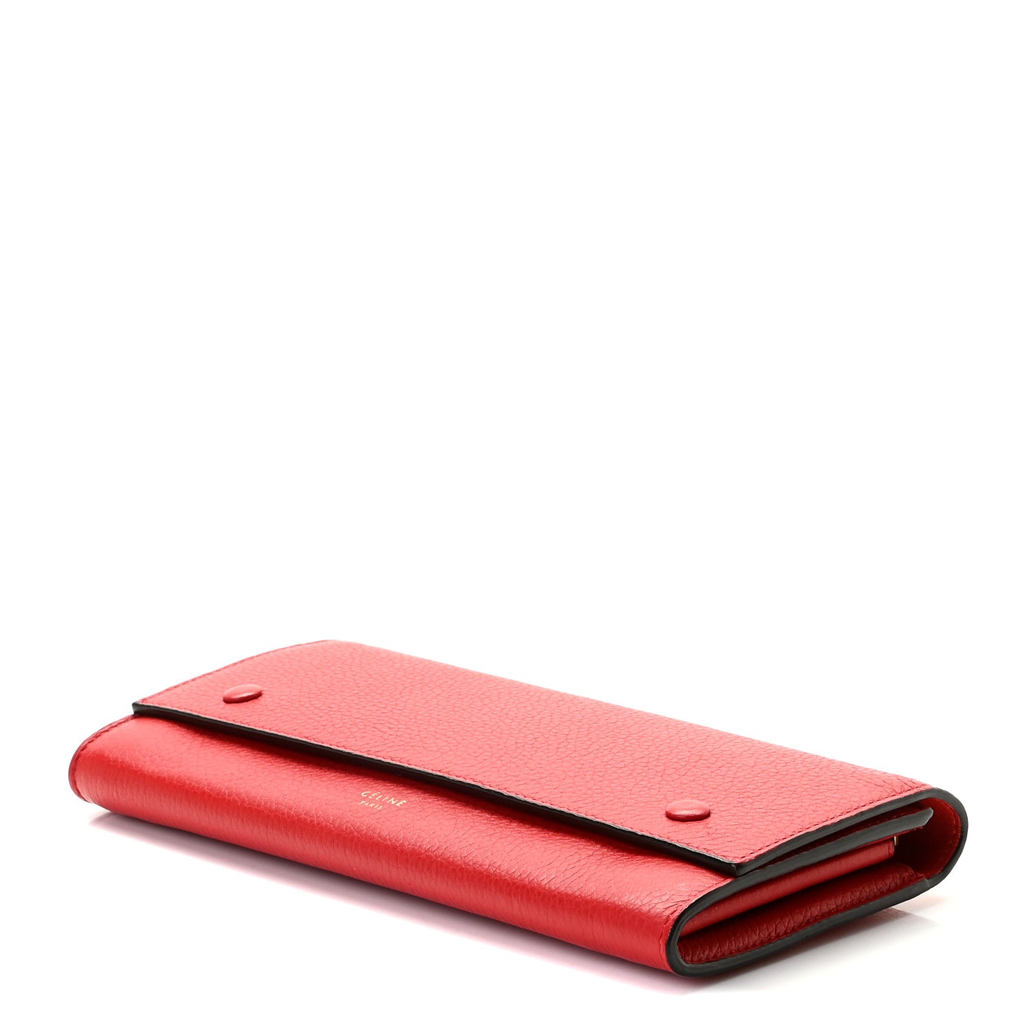 Celine Drummed Calfskin Large Multifunction Flap Wallet Coquelicot 3 of 8