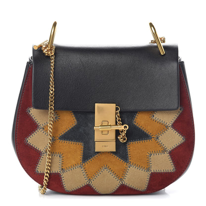 Chloe Suede Calfskin Wonder Woman Patchwork Drew Shoulder Bag Black 1 of 9