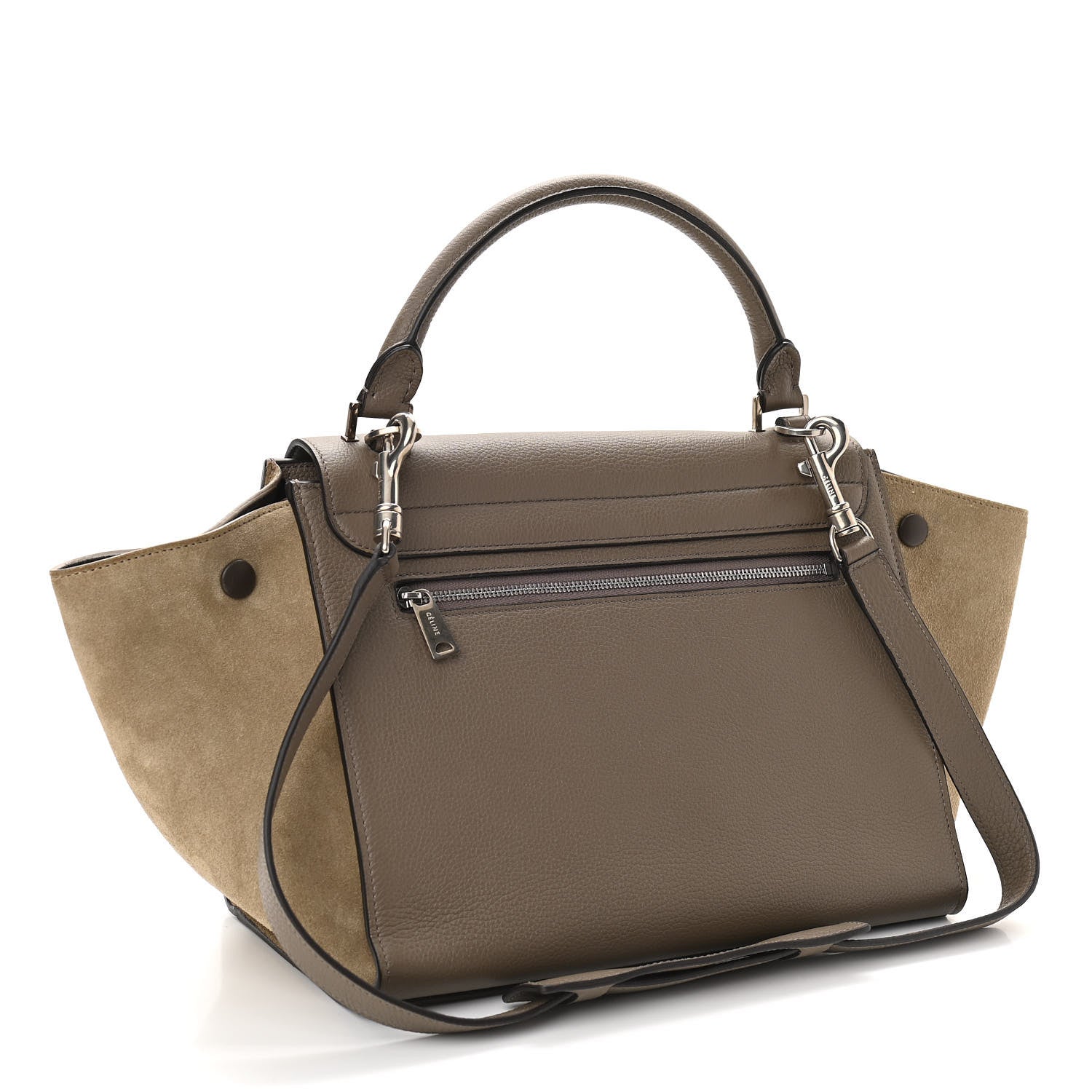 Celine Drummed Calfskin Suede Small Trapeze Souris 3 of 11
