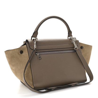 Celine Drummed Calfskin Suede Small Trapeze Souris 3 of 11