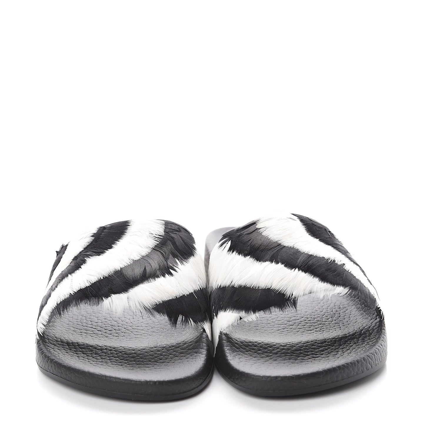 Rubber Feather Pool Slide Sandals 38 Black White