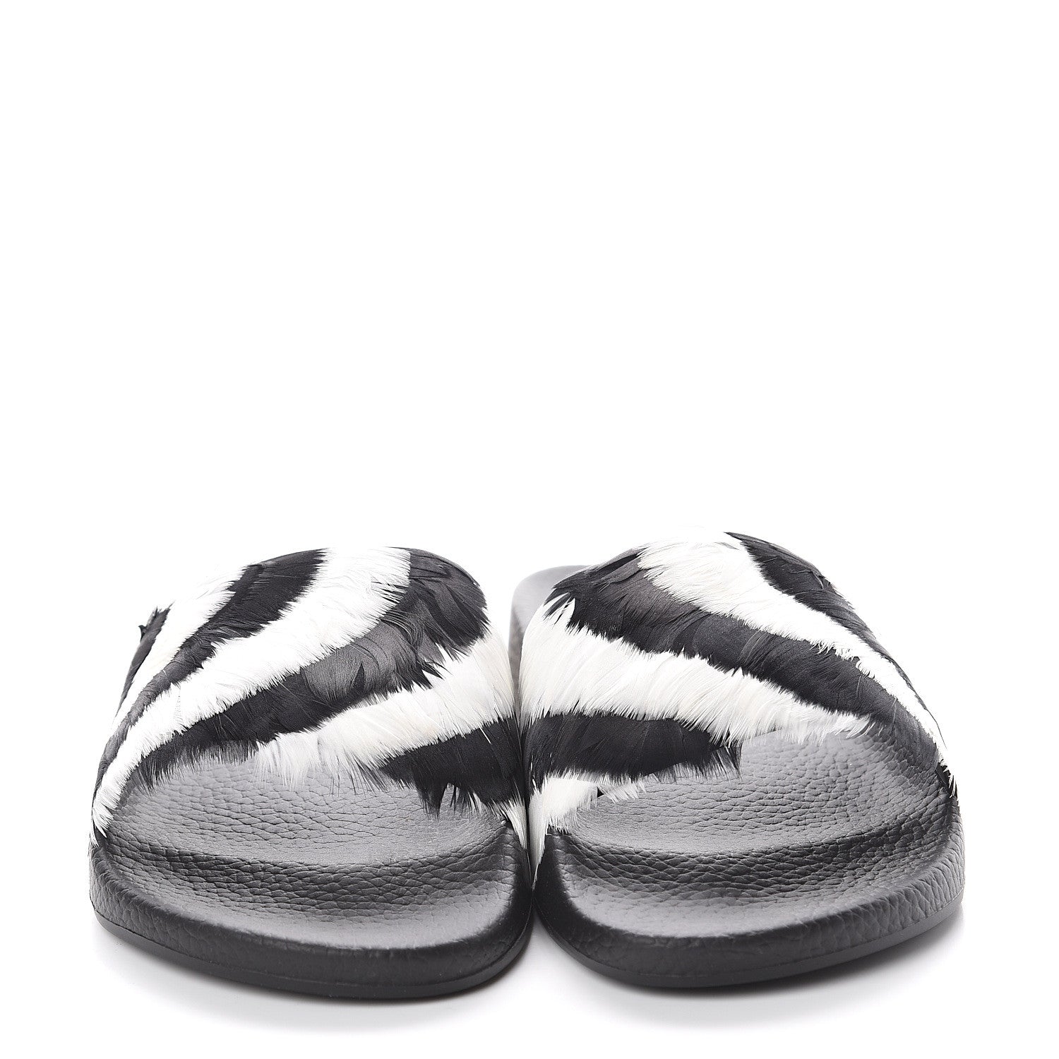 Valentino Garavani Rubber Feather Pool Slide Sandals 38 Black White 2 of 6