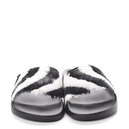 Valentino Garavani Rubber Feather Pool Slide Sandals 38 Black White 2 of 6