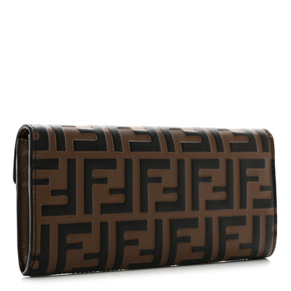 Fendi Vitello Soft F is Fendi Bi-Color FF 1974 Embossed Continental Envelope Wallet Maya Black 3 of 10
