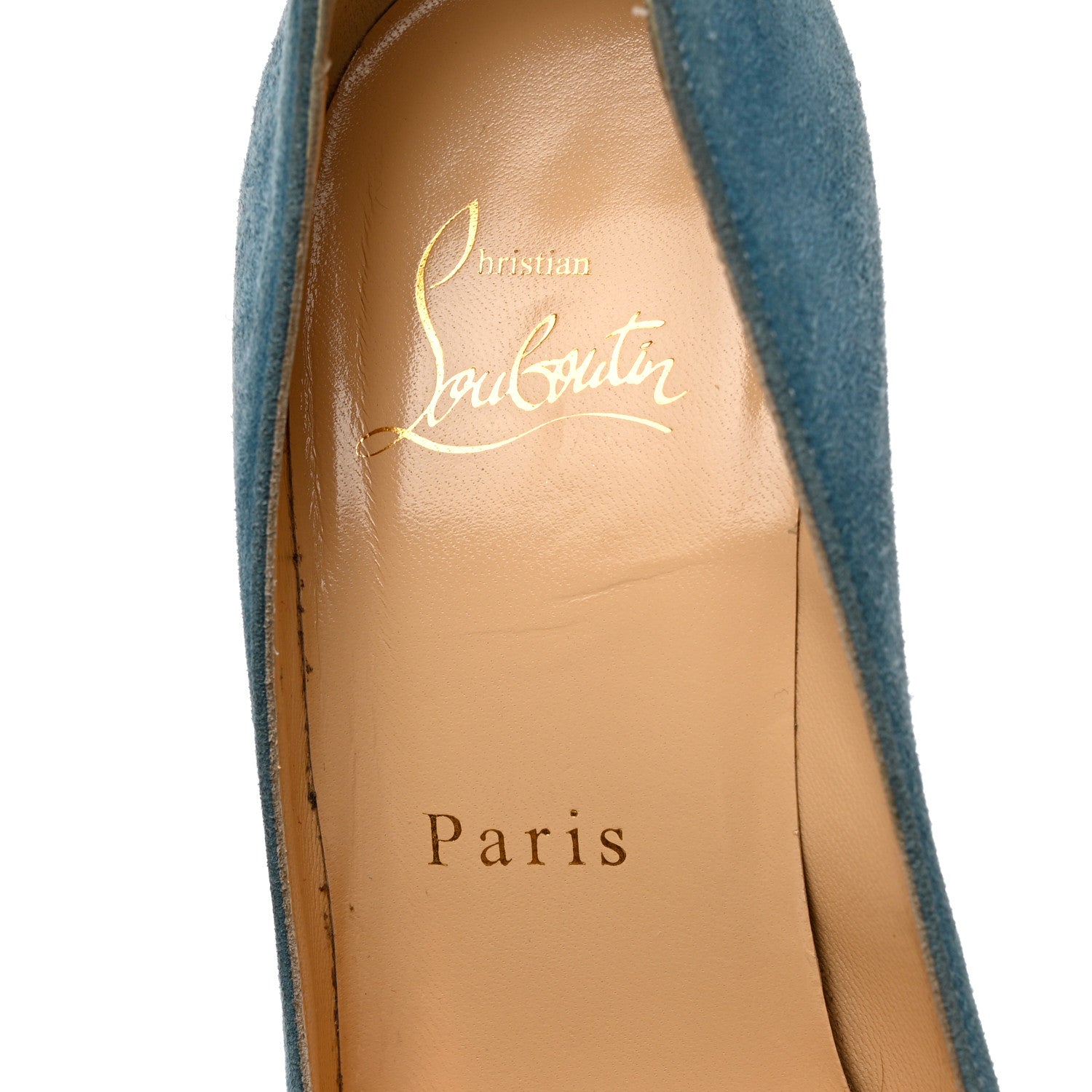 Christian Louboutin Veau Velours Pigalle Follies 100 Pumps 35 Celeste 6 of 10