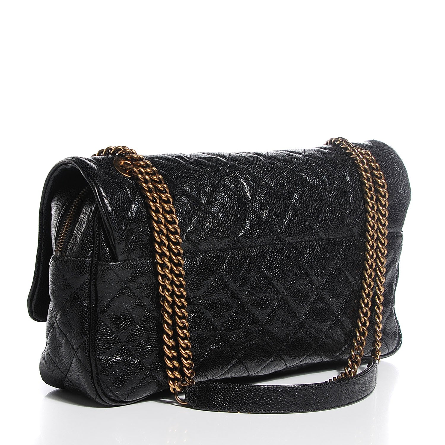Chanel Crumpled Grained Calfskin Large Shiva Flap Black 3 of 8