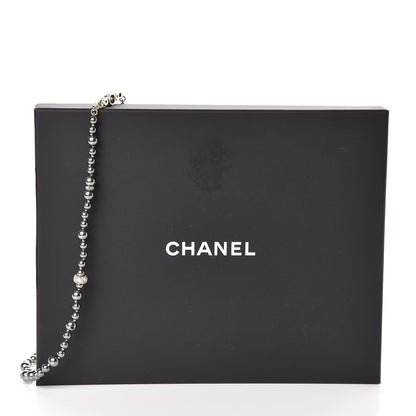 Chanel Pearl Crystal CC Long Necklace Grey Light Gold 5 of 5