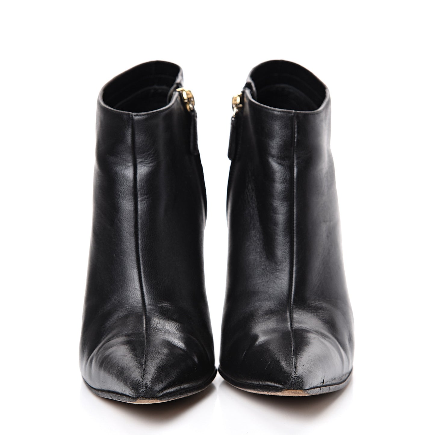 Calfskin Zip Ankle Boots 7 Black