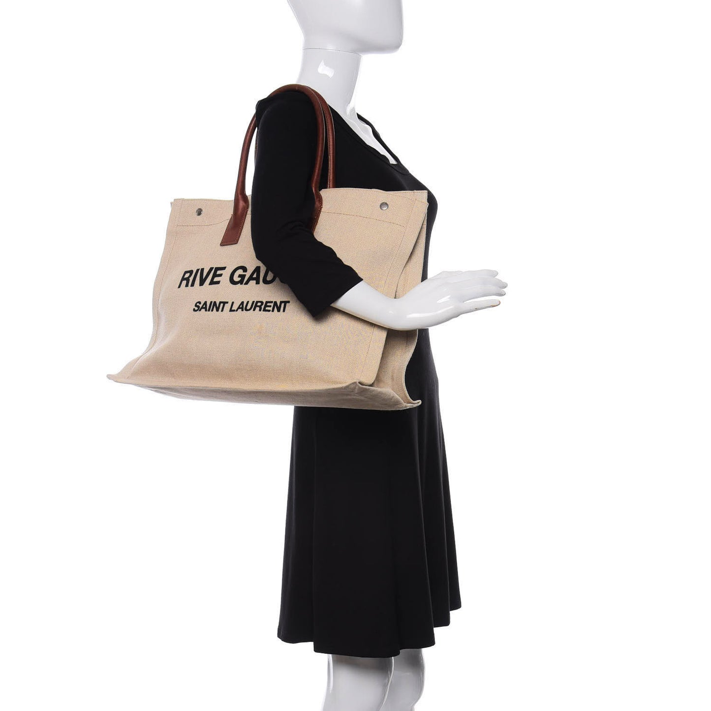 Linen Calfskin Rive Gauche Tote Tan