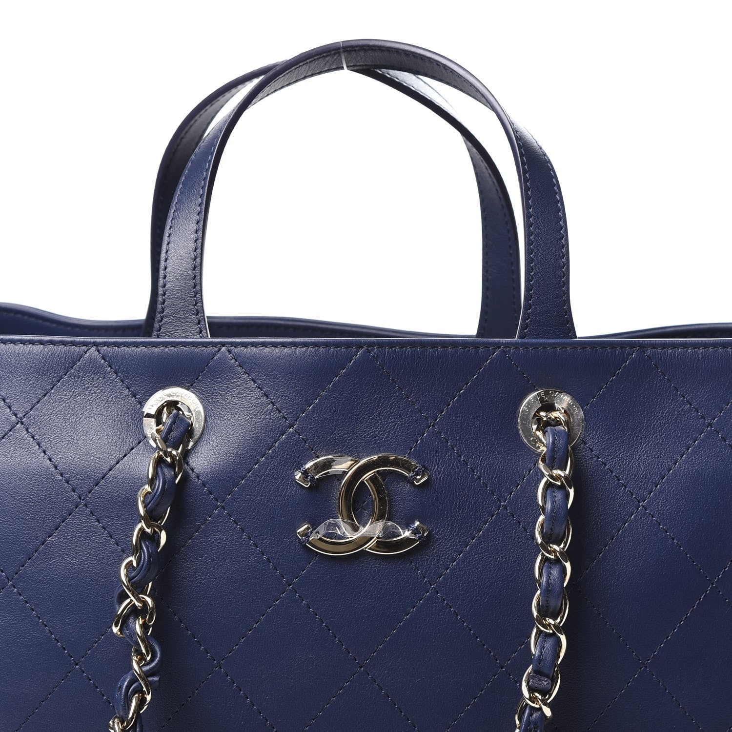 Chanel Calfskin Stitched Large Shopping Bag Navy Blue 10 of 10