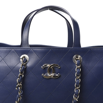 Chanel Calfskin Stitched Large Shopping Bag Navy Blue 10 of 10