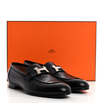 Hermes Goatskin Womens Paris Loafers 37 Black 9 of 9