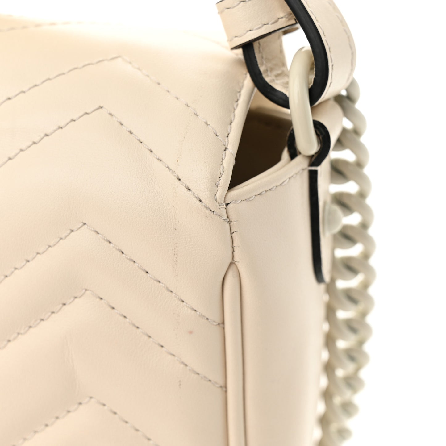 Calfskin Matelasse Monochrome Mini GG Marmont Crossbody Shoulder Bag White