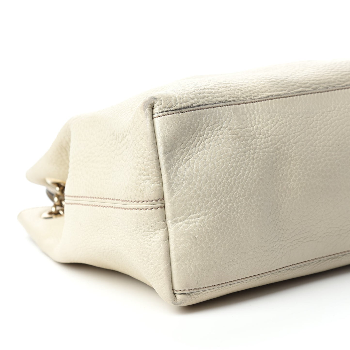 Pebbled Calfskin Medium Soho Chain Shoulder Bag Off White