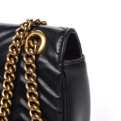 Gucci Calfskin Matelasse Mini GG Marmont Shoulder Bag Black 14 of 19