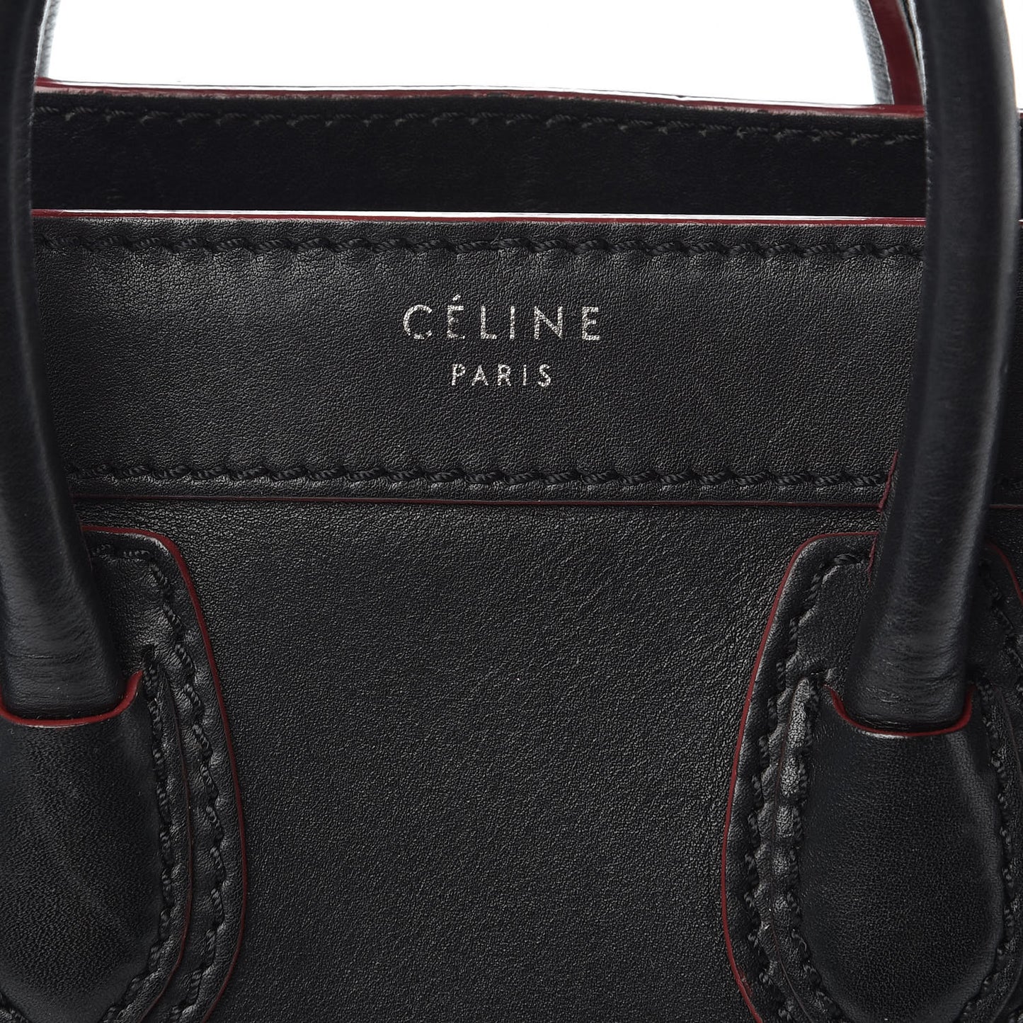 Smooth Calfskin Nano Luggage Black Red
