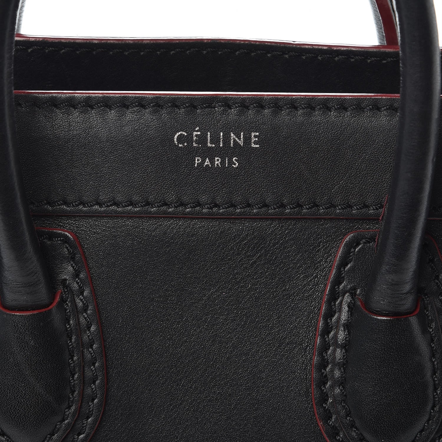 Celine Smooth Calfskin Nano Luggage Black Red 6 of 16