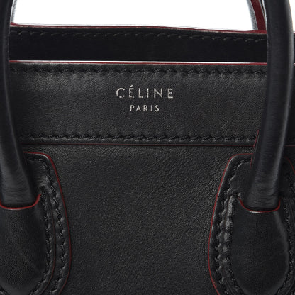 Celine Smooth Calfskin Nano Luggage Black Red 6 of 16