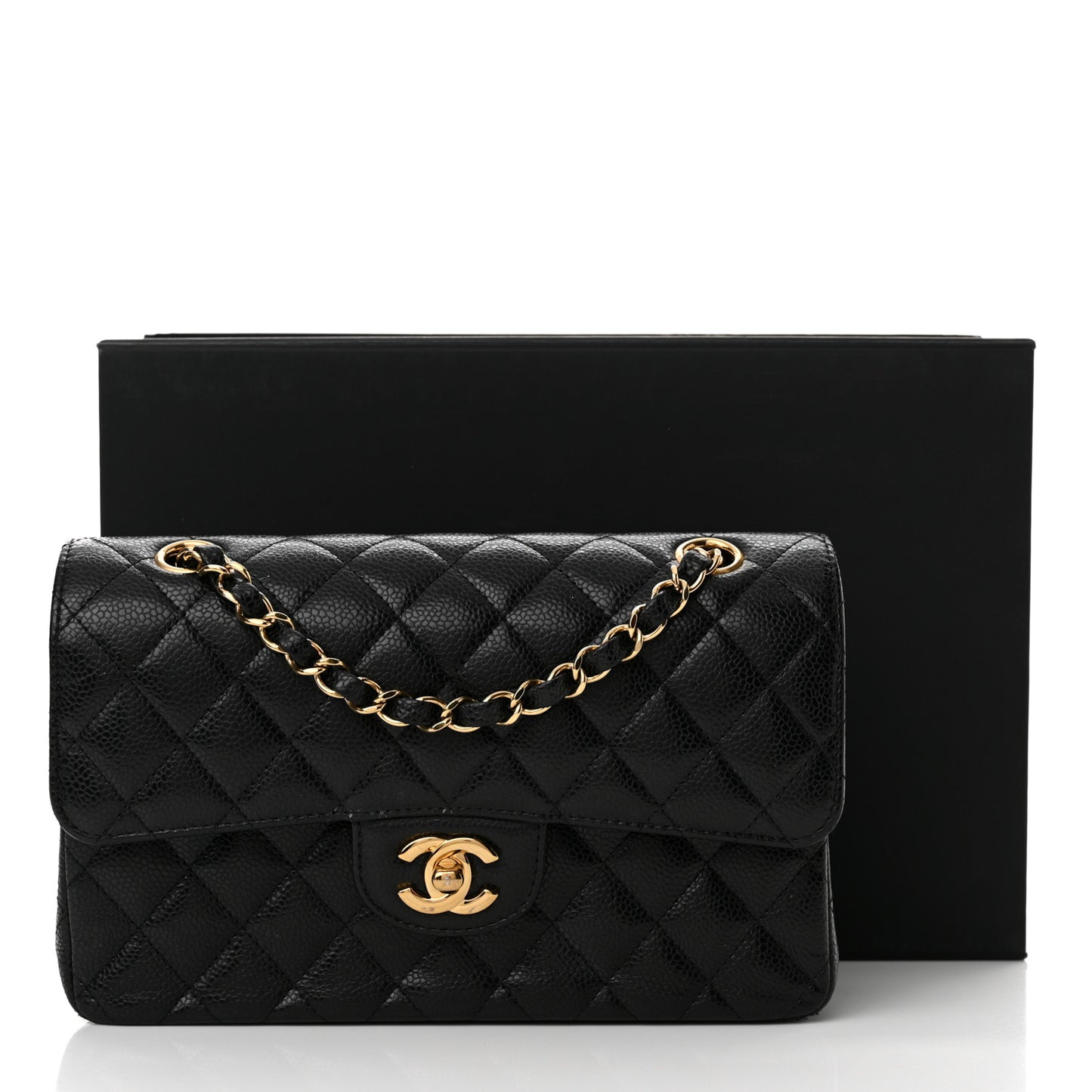Caviar Quilted Small Double Flap Black