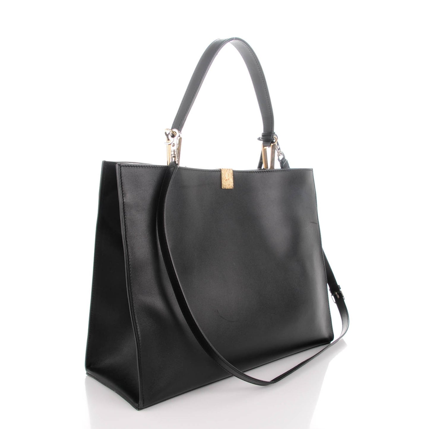 Calfskin Le Dix Soft Cabas M Shoulder Bag Black