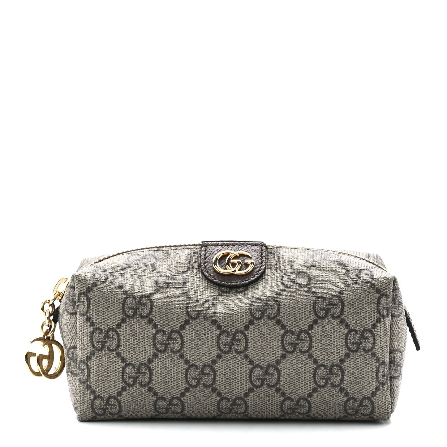 Soft GG Supreme Monogram Calfskin Small Ophidia Cosmetic Case Beige Ebony New Acero