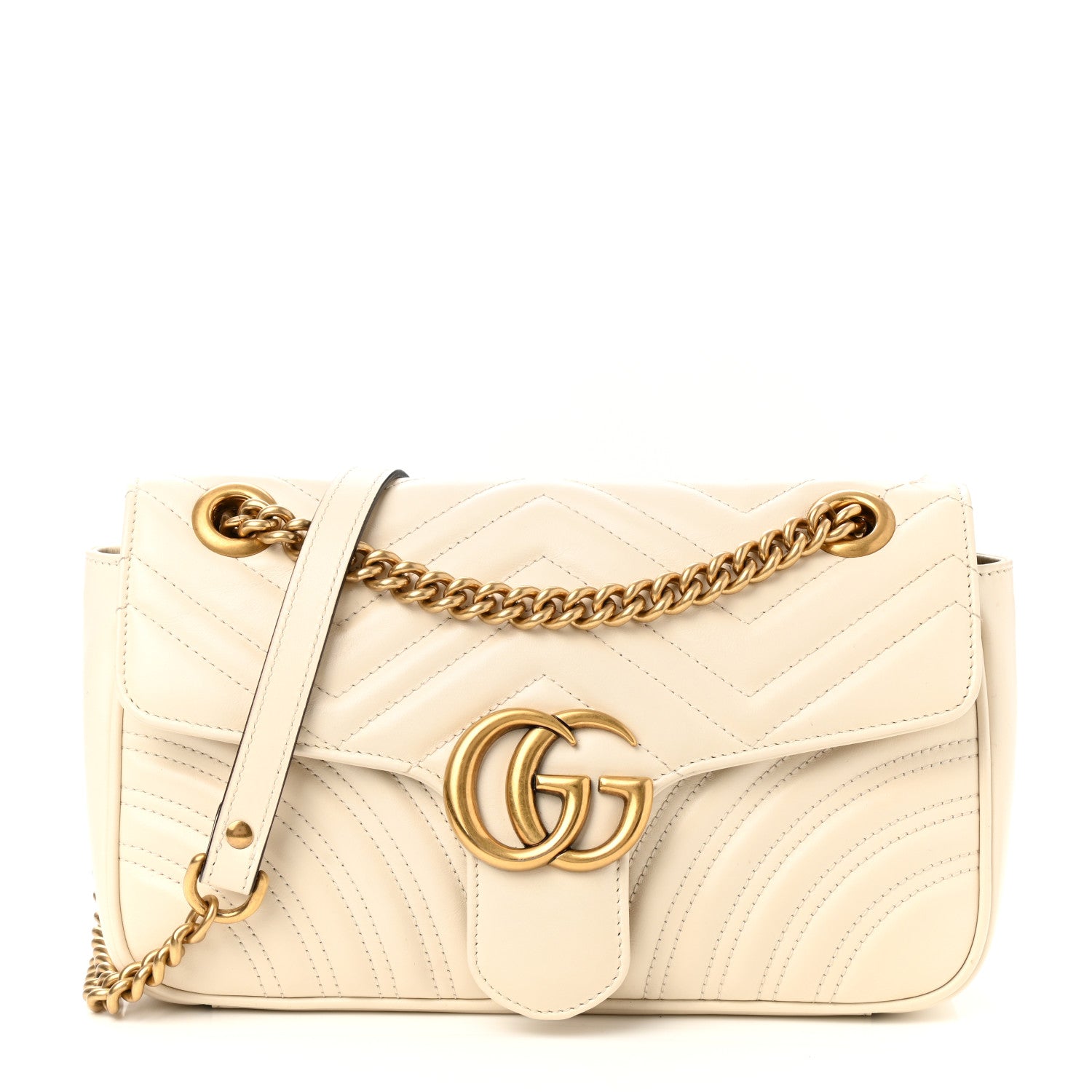 Gucci Calfskin Matelasse Small GG Marmont Shoulder Bag White 1 of 11