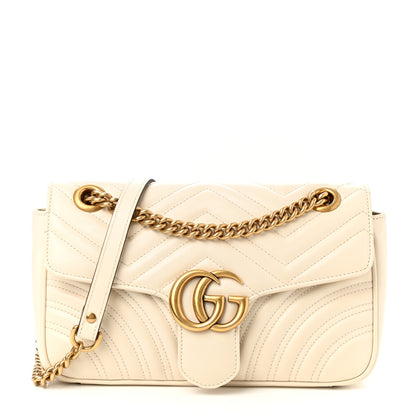 Gucci Calfskin Matelasse Small GG Marmont Shoulder Bag White 1 of 11