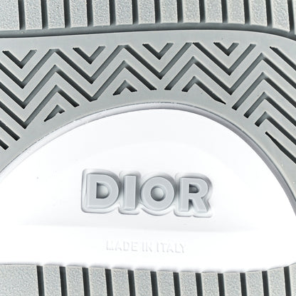 Christian Dior Smooth Calfskin Oblique Galaxy Perforated Mens B27 Mid Top Sneakers 43 White Grey 6 of 9