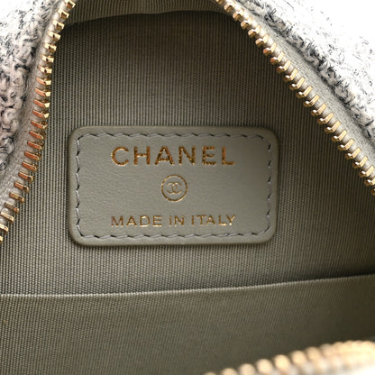 Chanel Wool Tweed Lambskin Quilted Chanel 19 Round Clutch With Chain Grey Ecru 6 of 10