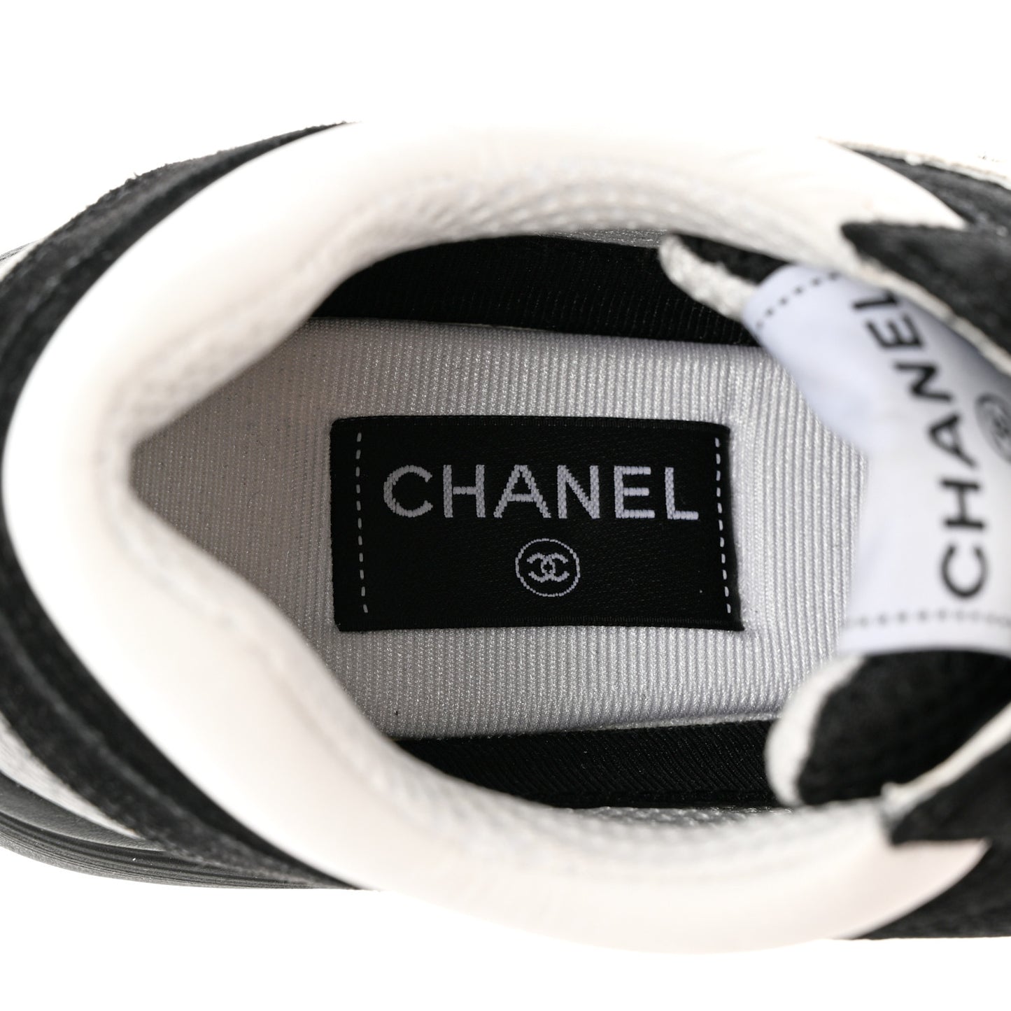 Mesh Suede Grained Calfskin Womens CC Sneakers 40.5 Black White