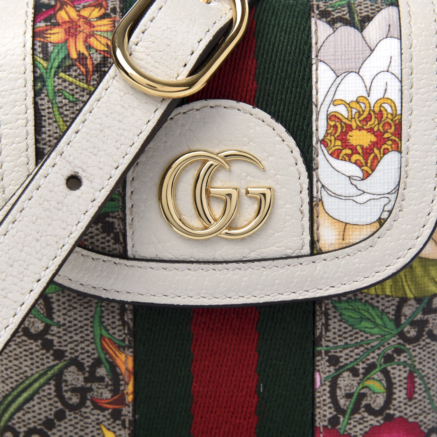 Gucci GG Supreme Monogram Flora Web Ophidia Phone Crossbody Bag White 8 of 8