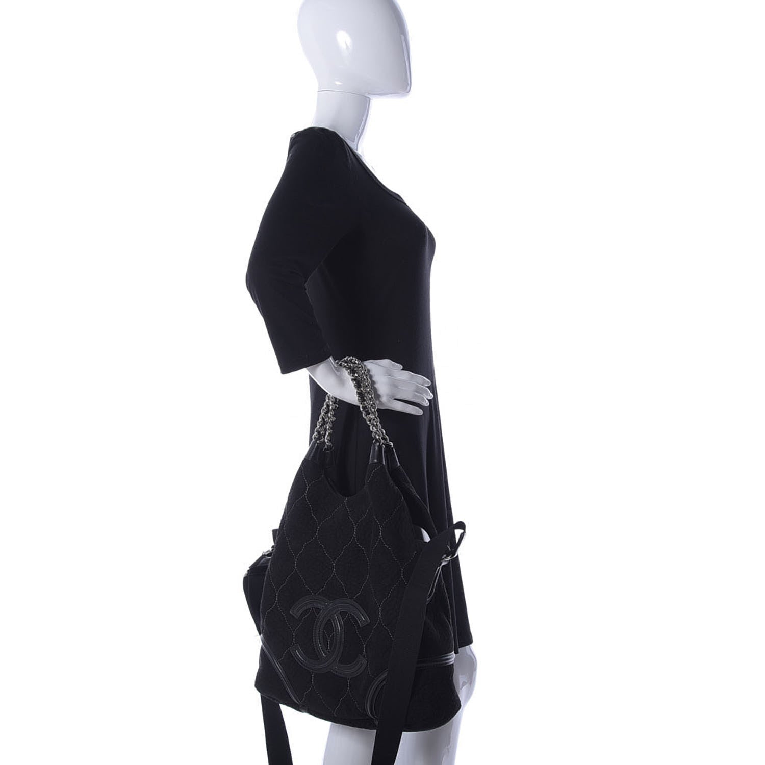 Chanel Microsuede Quilted Rodeo Drive Hobo Black 3 of 11