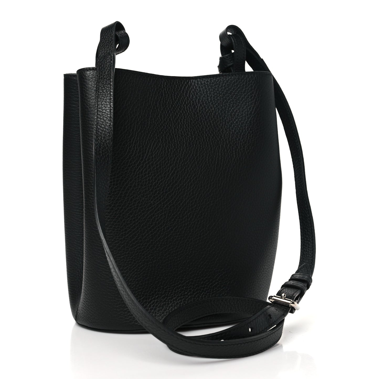 London Grainy Calfskin Small Lorne Bucket Crossbody Black