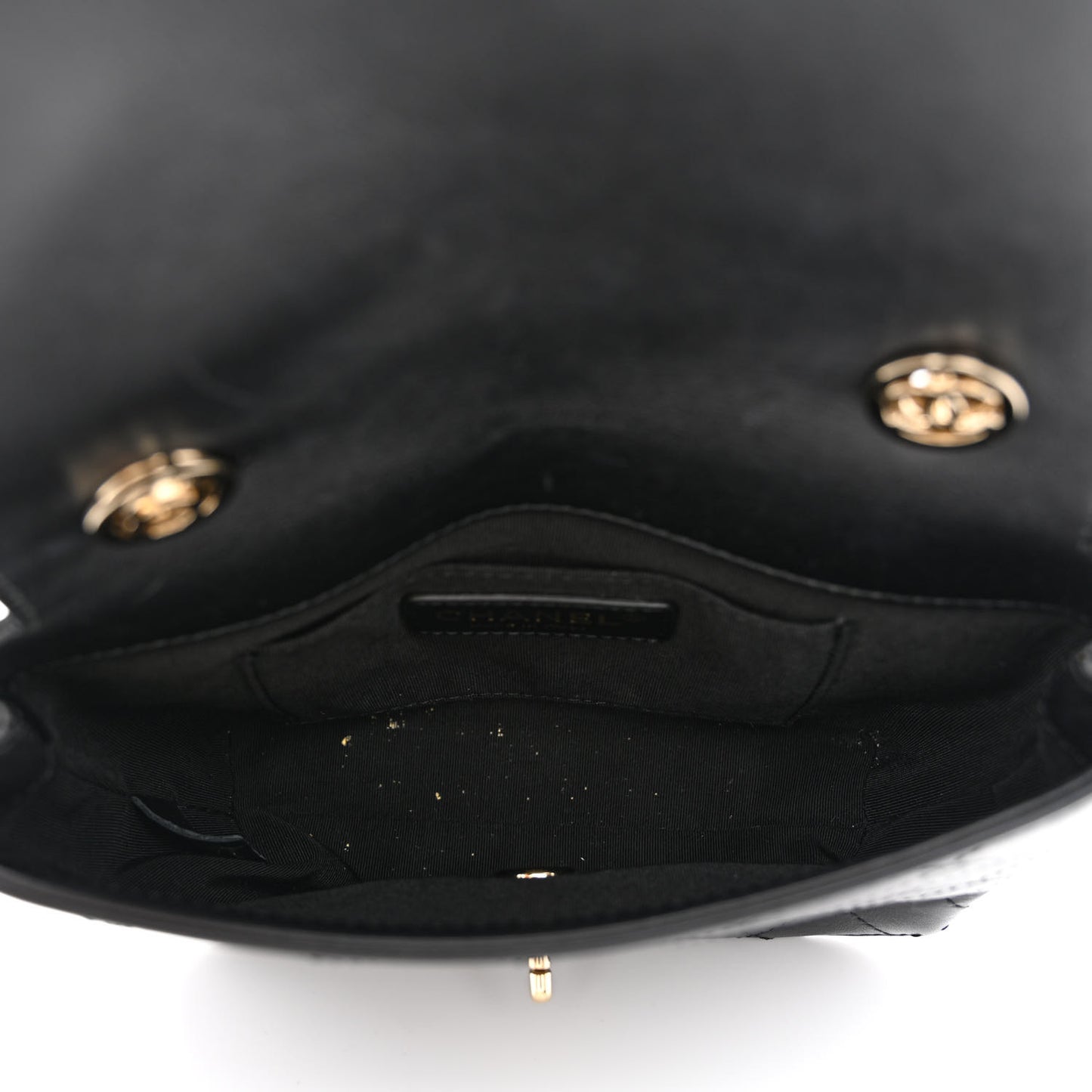 Calfskin Stitched Small Covered CC Flap Bag Black