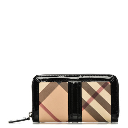 Burberry Supernova Check Large Ziggy Zip Around Wallet Black 1 of 11
