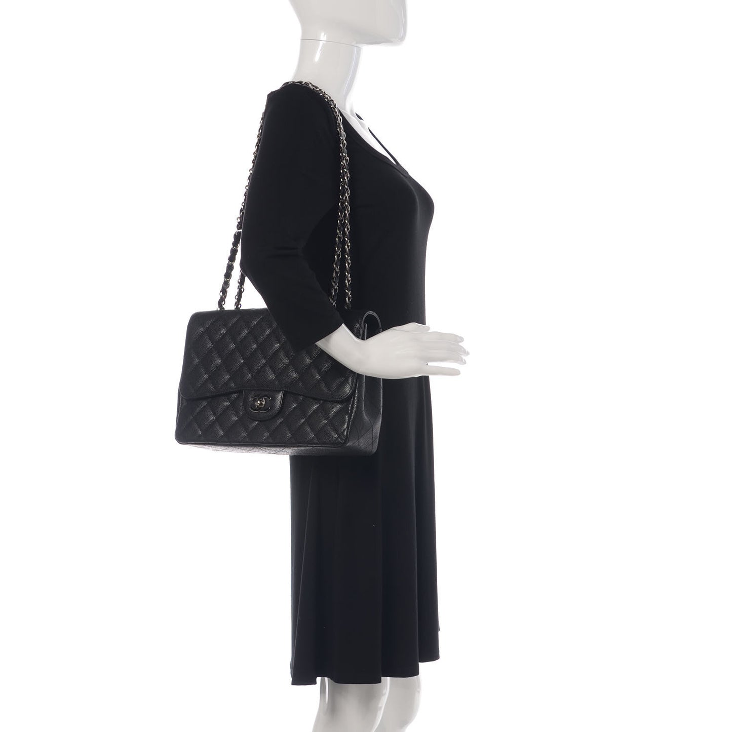 Caviar Quilted Jumbo Single Flap Black