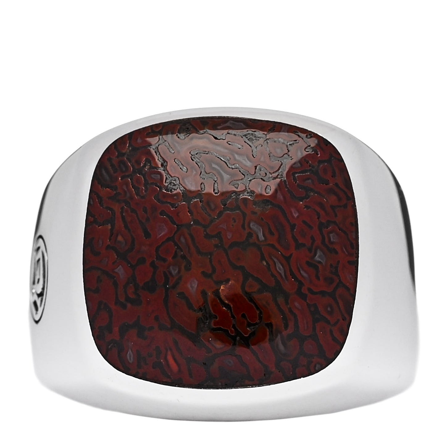 Sterling Silver Fossilized Dinosaur Bone Mens Signet Ring 62 10