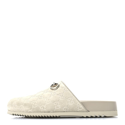 Gucci Luxury Suede Guccissima Miro Soft Womens Horsebit Slippers 39.5 Oatmeal 1 of 9
