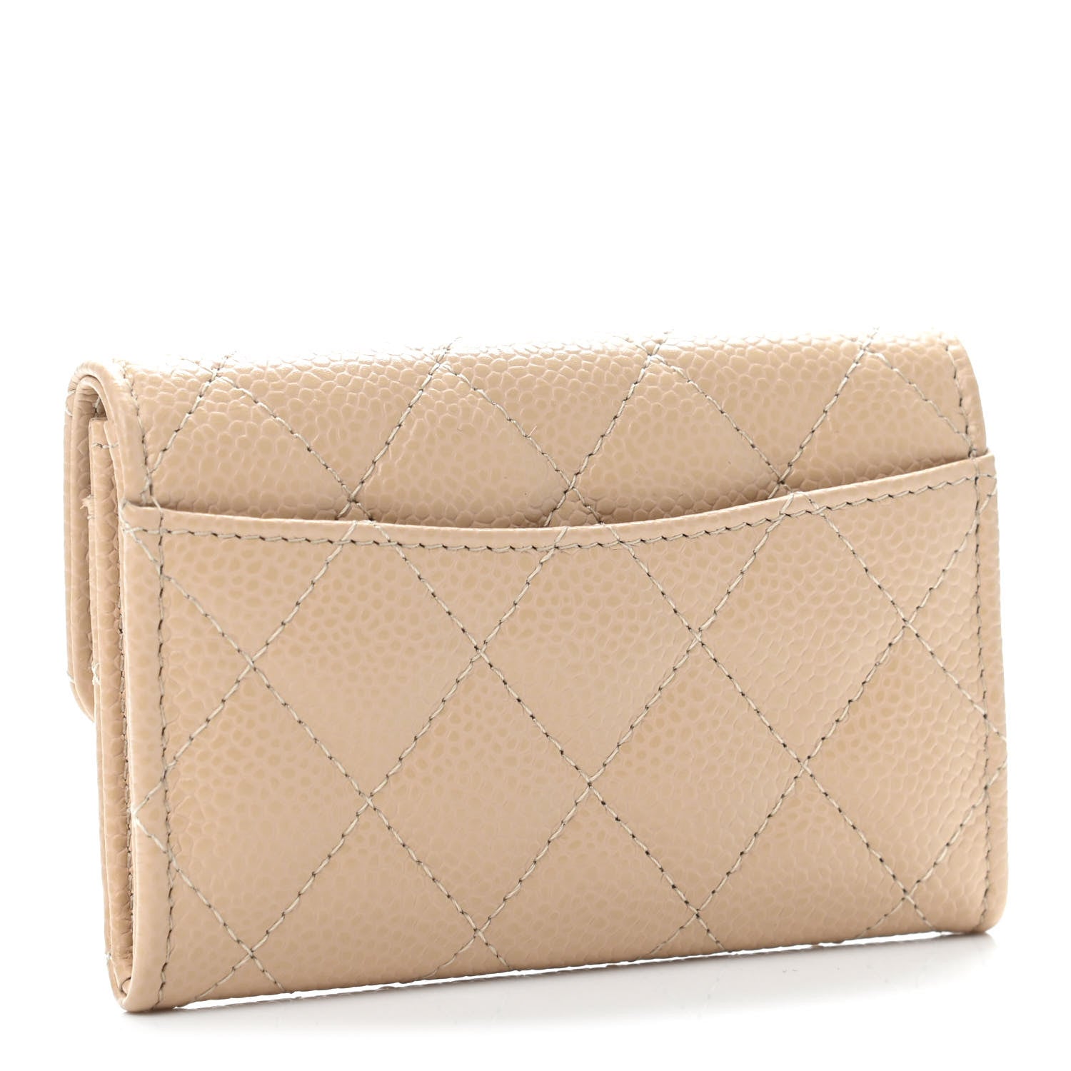 Chanel Caviar Quilted Flap Card Holder Wallet Beige 2 of 4