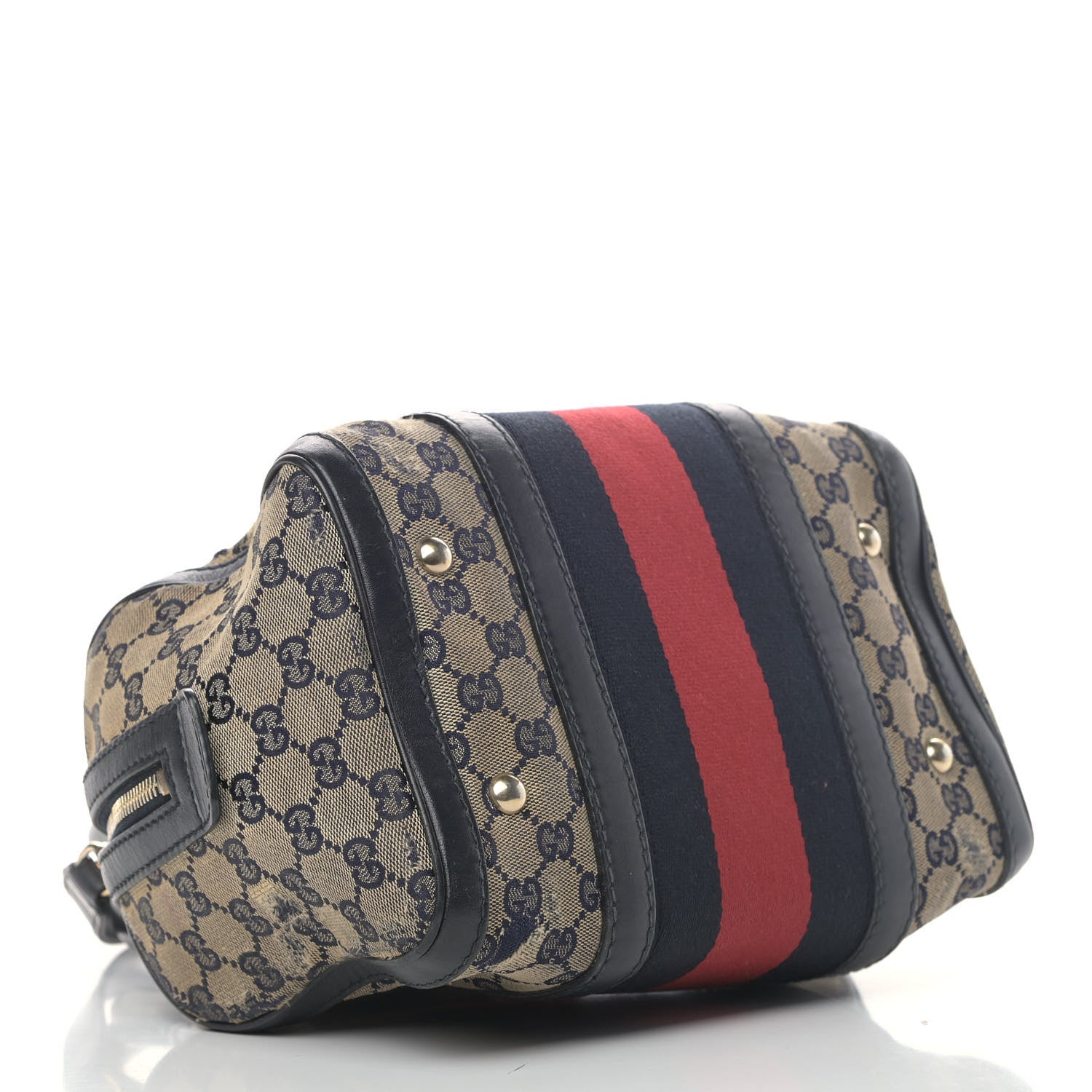 Gucci Monogram Vintage Web Small Boston Navy 3 of 11