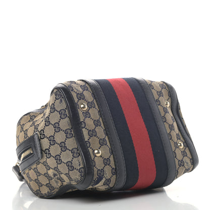 Gucci Monogram Vintage Web Small Boston Navy 3 of 11